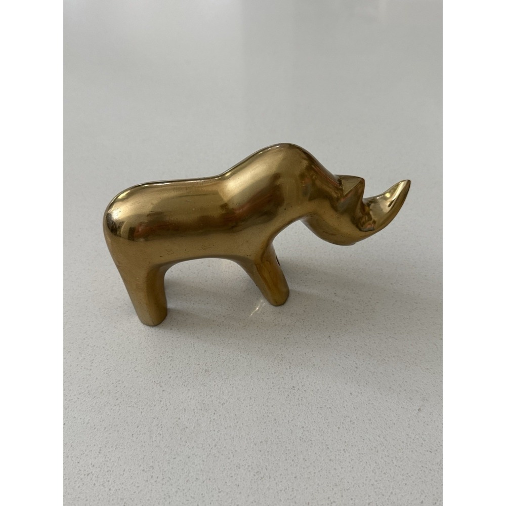 Threshold Brass Rhinoceros Standalone Tabletop Animal Decor 3.75" X 6.5"